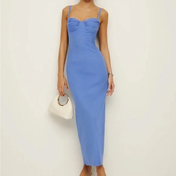 Reformation Dresses & Skirts - NWOT Reformation Stormi Bustier Midi / Maxi Dress in Dusk Light Blue